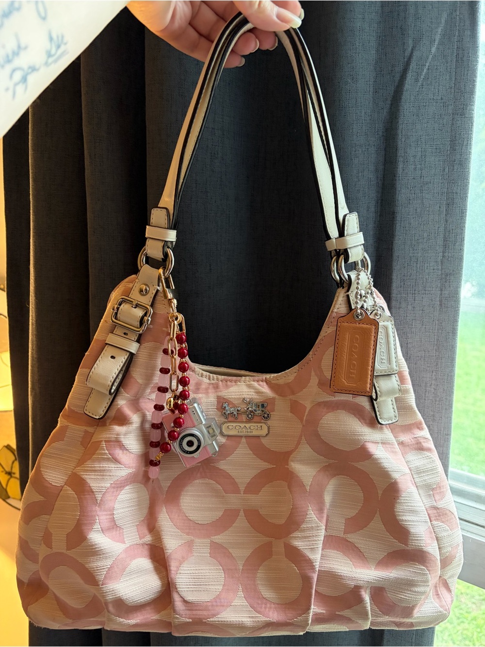 Coach Madison Op Art Shantung Maggie Shoulder Bag